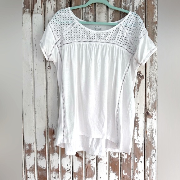 Eddie Bauer Tops - Eddie Bauer White Cotton and Tencel Top, size XL